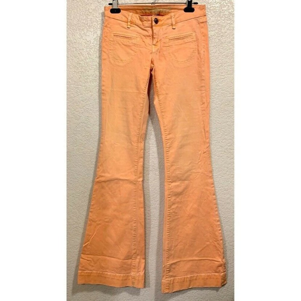 Stich's Vintage Y2K Orange Wide Leg Low rise Denim Jeans